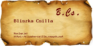 Bliszka Csilla névjegykártya